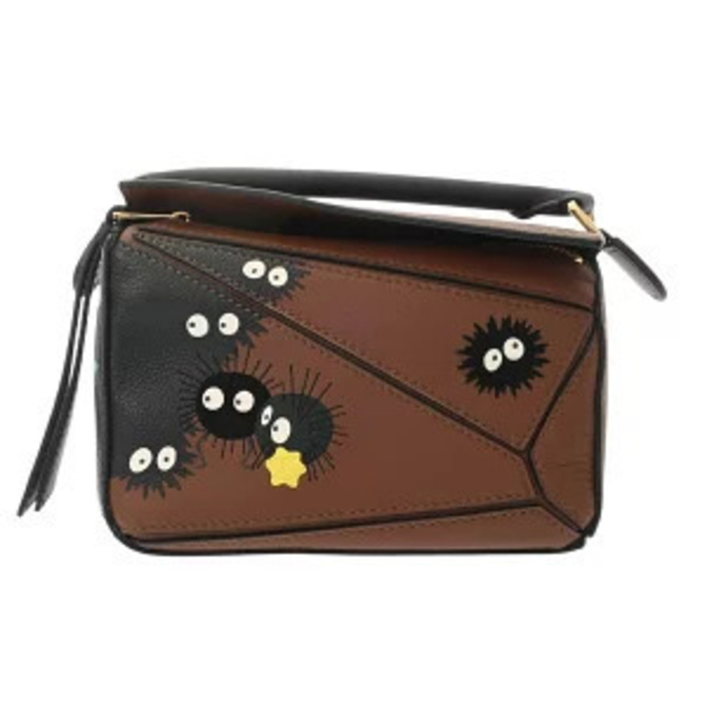 Loewe Puzzle Bag Ghibli Collaboration Soot Sprites Brown Calf Leather Handbag